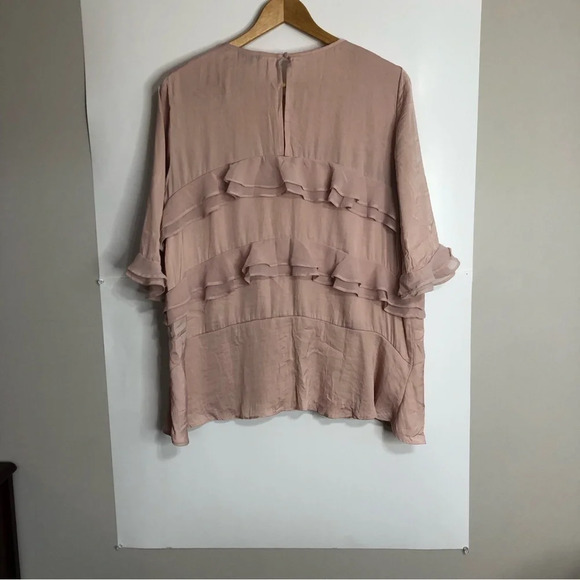 WHOWHATWEAR Blouse  L Blush chiffon Ruffles Very Soft - Picture 2 of 9